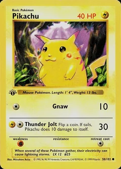 Pikachu 1St Edition Red Cheeks 58