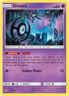 Unown Reverse Holo 91