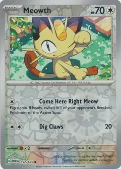 Meowth Reverse Holo 52