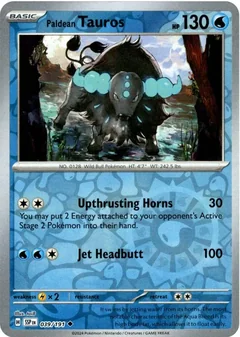 Paldean Tauros Reverse Holo 39
